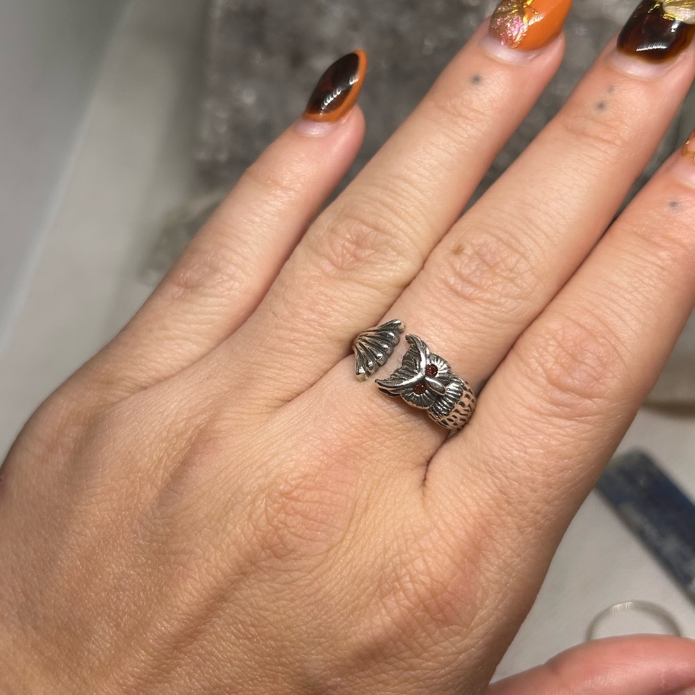 Sterling Silver Owl Bypass Ring - image 2